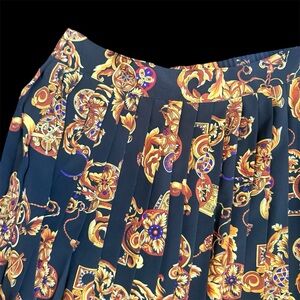 Vintage Ornate Print Pleated Accordion Skirt Sz 22W